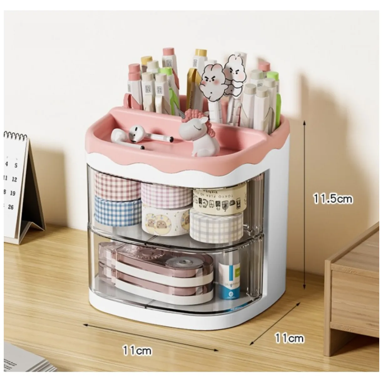 Szkatułka organizer różowy z szufladkami CB30R - obrazek 3