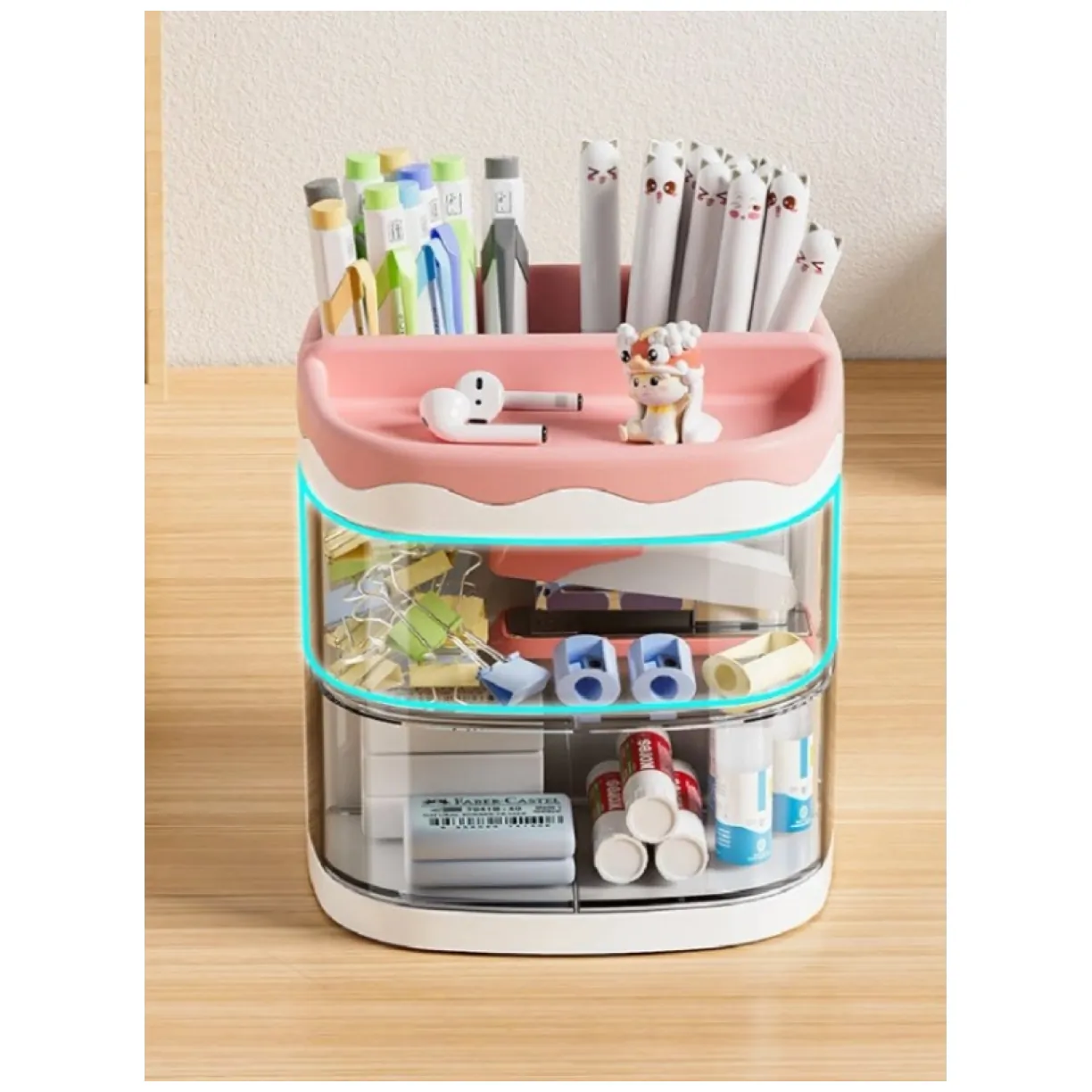 Szkatułka organizer różowy z szufladkami CB30R - obrazek 4