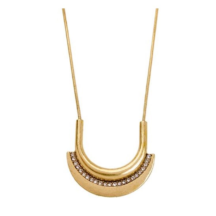 NASZYJNIK DŁUGI ŻYŁKA Z KRYSZTAŁKAMI STARE ZŁOTO N230 - obrazek 3