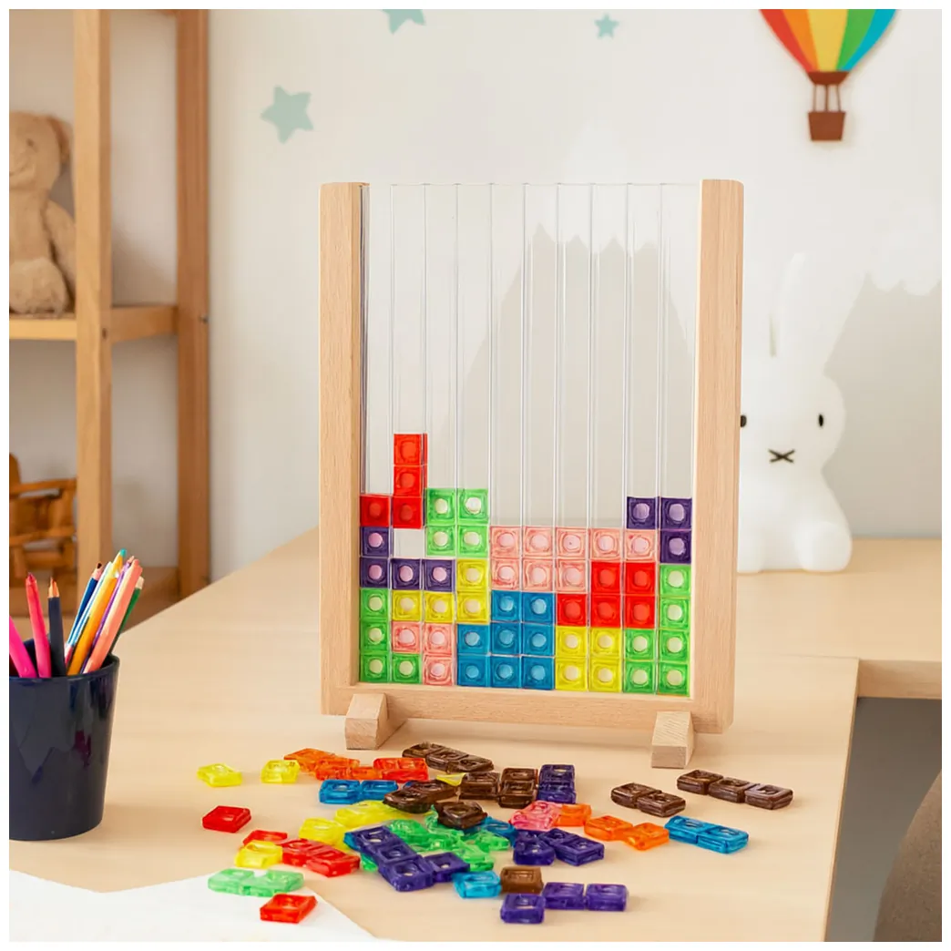 Gra logiczna układanka tetris stojąca - kolorowe klocki dla dzieci - obrazek 9