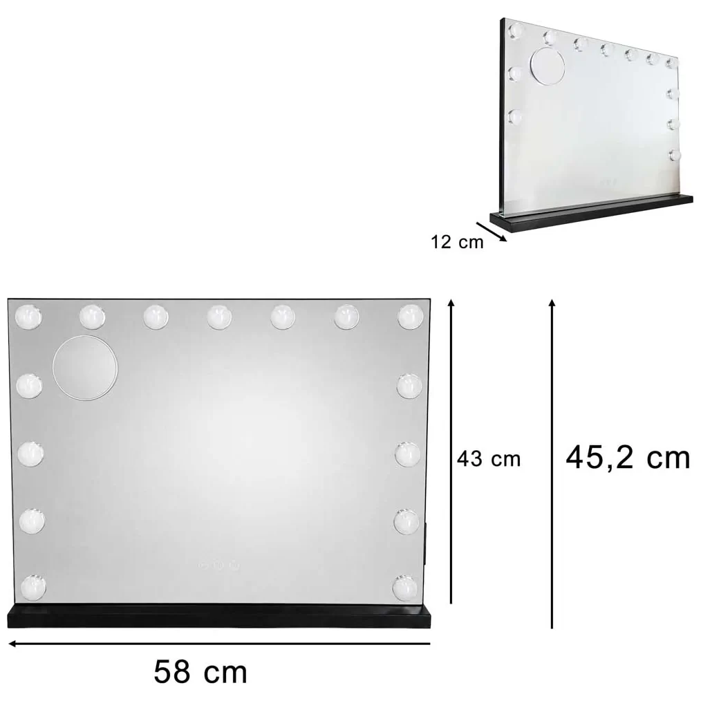 Lusterko do makijażu LED z 15 żarówkami kosmetyczne zoom x10 regulacja jasności - obrazek 18