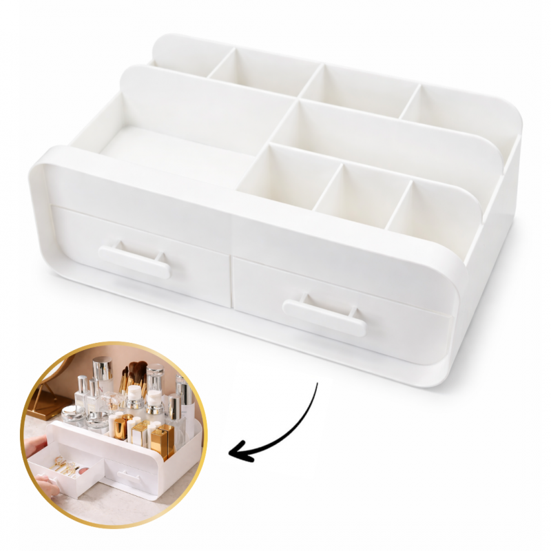 Wielofunkcyjny organizer na kosmetyki z szufladkami 26x10x16 cm CB46 - obrazek 2