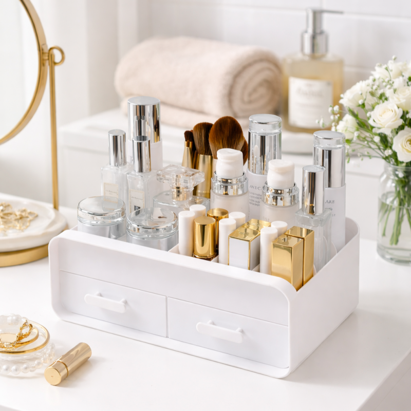 Wielofunkcyjny organizer na kosmetyki z szufladkami 26x10x16 cm CB46 - obrazek 4