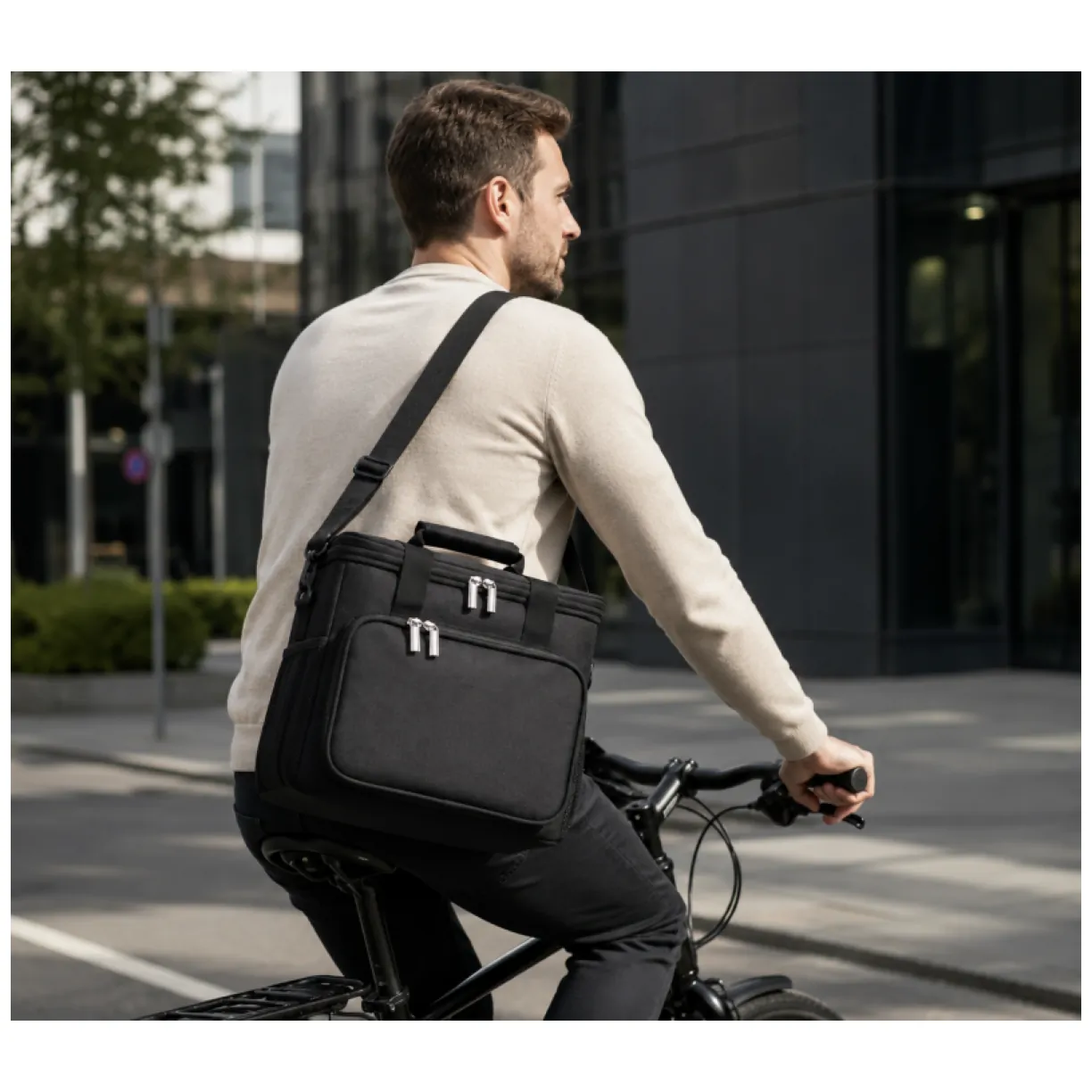 Torba termiczna czarna 15L termoizolacyjna z wkładami chłodzącymi lunch box - obrazek 3