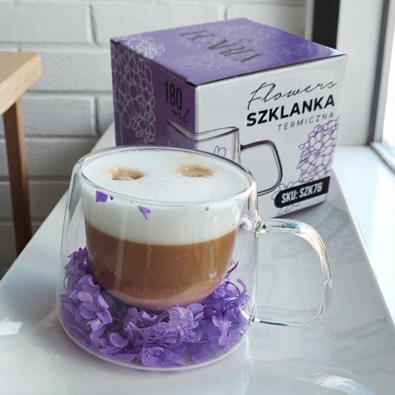 Szklanka termiczna z hortensją w środku fiolet 180 ml 1szt SZK76 - obrazek 4