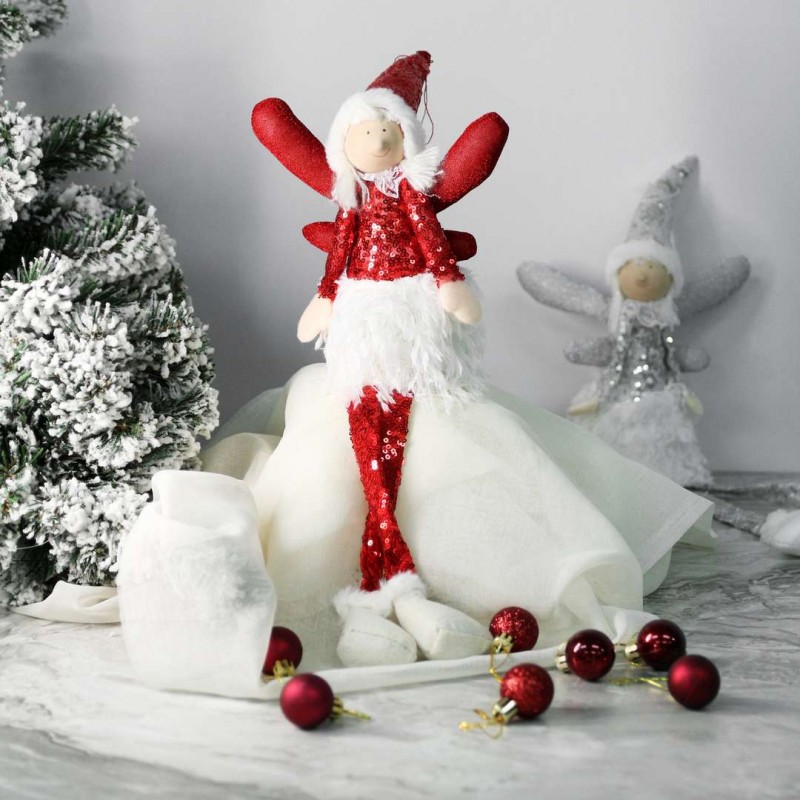 ANIOŁ ŚWIĄTECZNY BOŻE NARODZENIE siedzący 50 cm Z PLUSZU ASN01CZE - obrazek 4