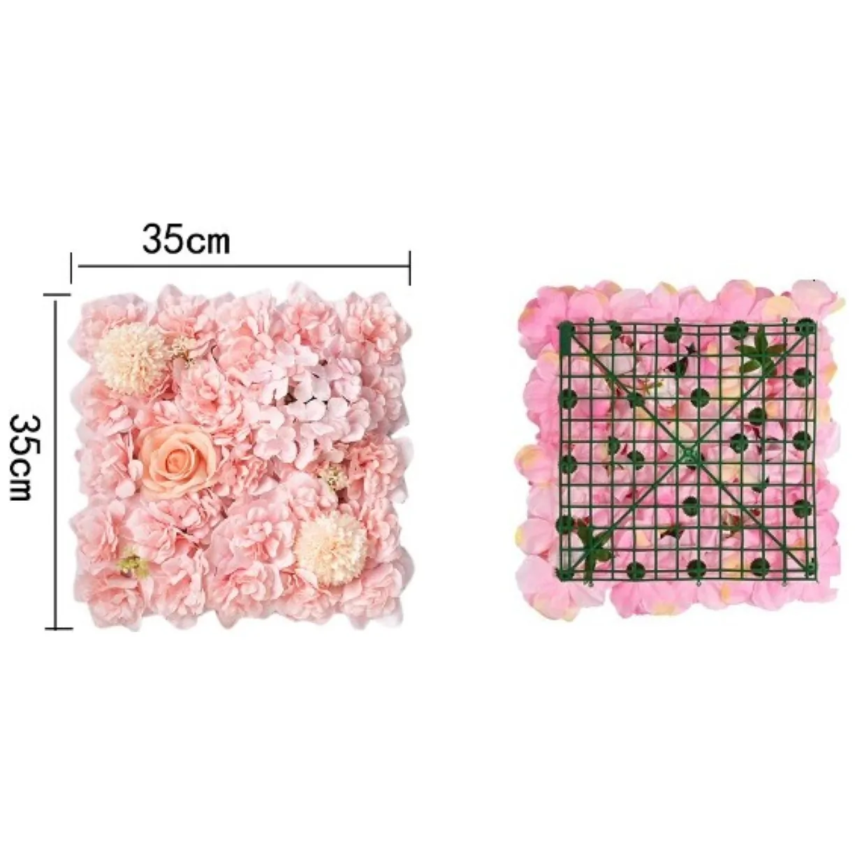 Panel dekoracyjny ze sztucznych kwiatów 35x35 cm ecru na ścianę i tło - obrazek 2