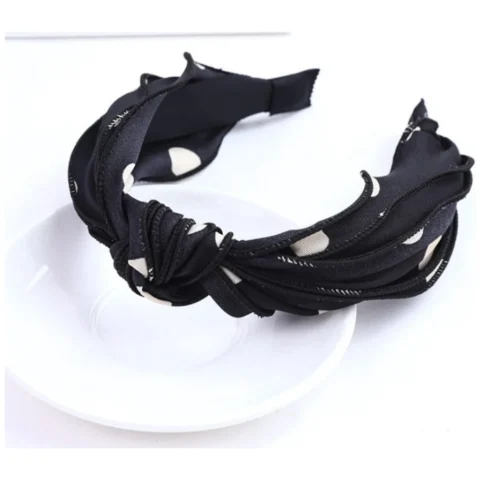 Opaska turban z materiału w groszki