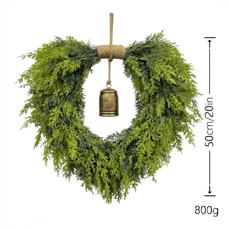 Wianek ozdobny na drzwi, stroik, sztuczna choina jak żywa - wysokość 50 cm WSN31 - obrazek 4