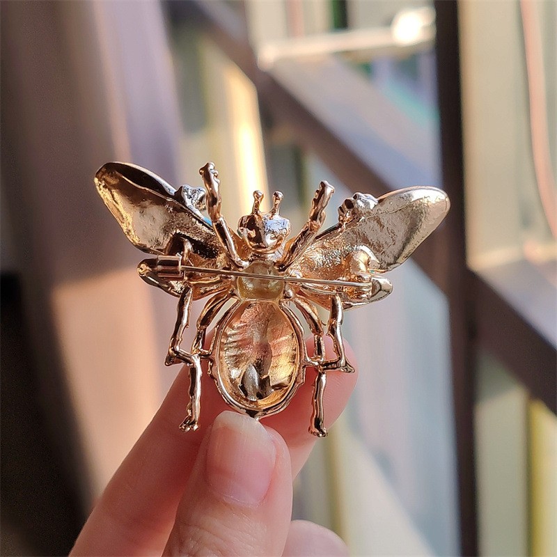 Broszka ozdobna kryształki turkusowy chrabąszcz kwiaty BZ189 - obrazek 5