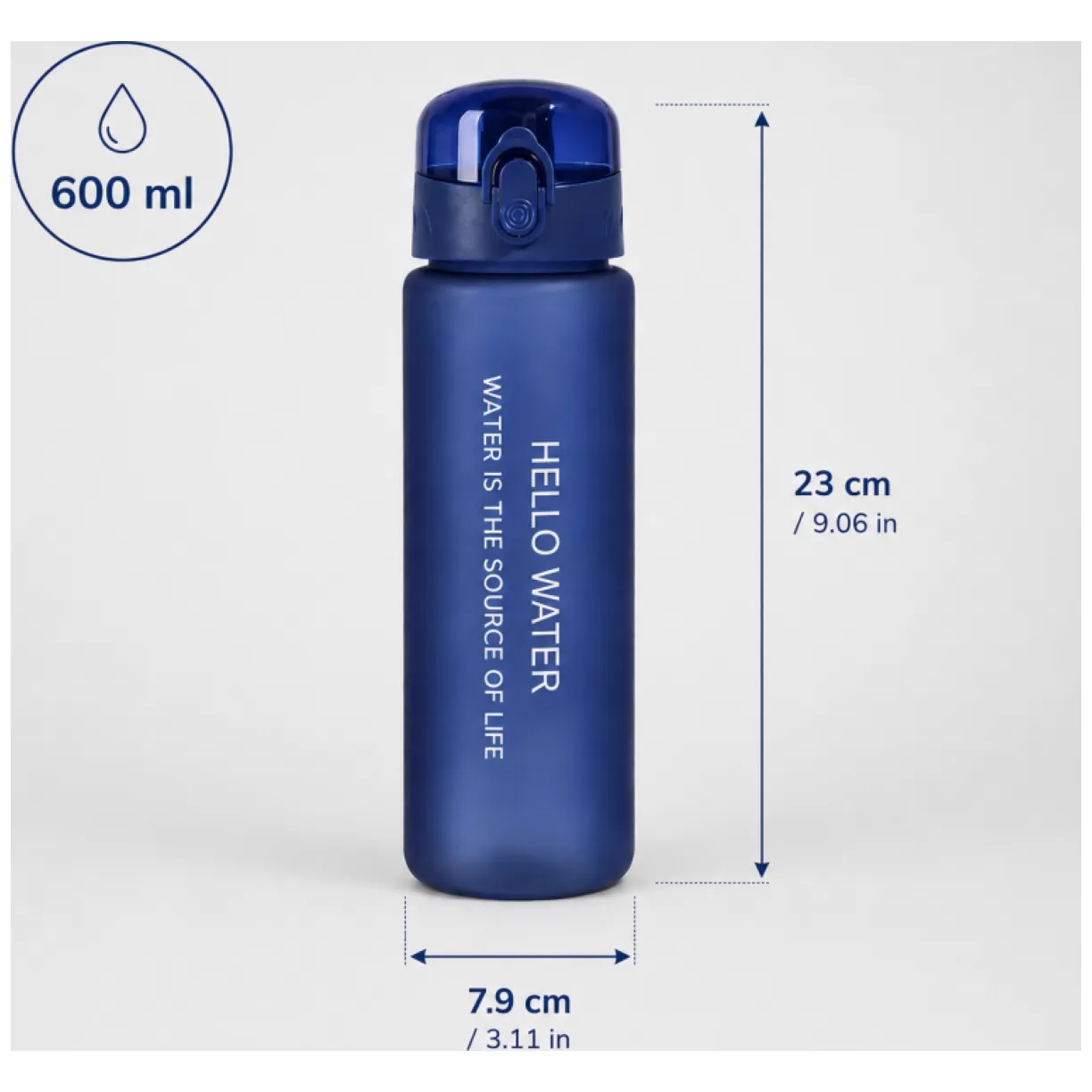 Bidon sportowy 600 ml niebieski z blokadą - butelka na wodę BPA free - obrazek 5