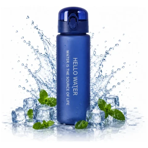 Bidon sportowy 600 ml niebieski z blokadą - butelka na wodę BPA free