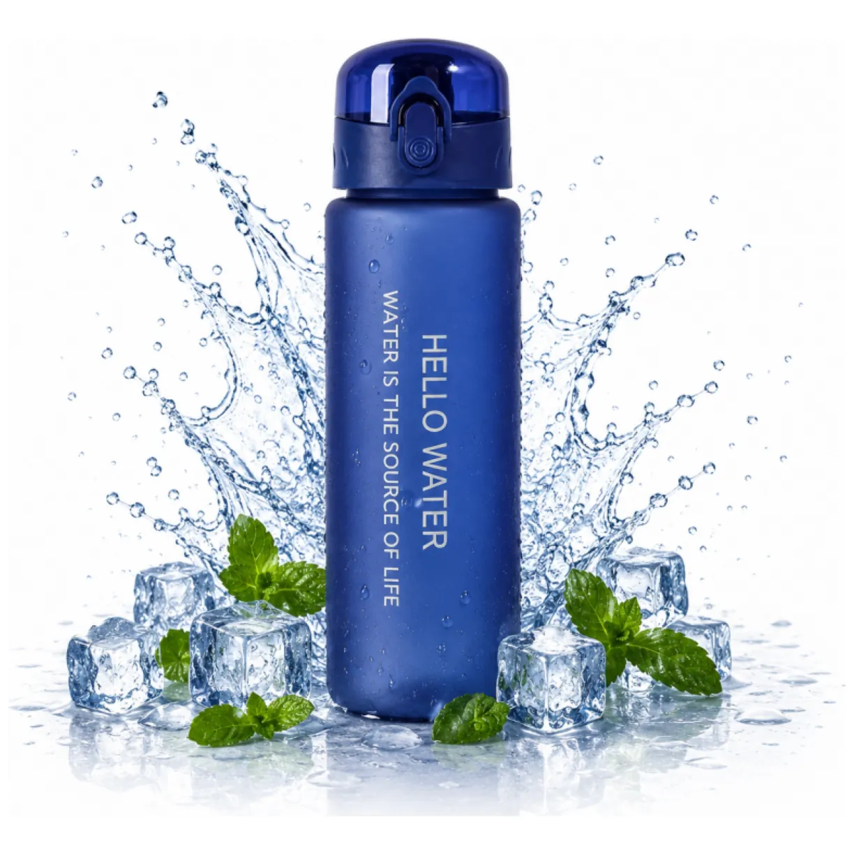 Bidon sportowy 600 ml niebieski z blokadą - butelka na wodę BPA free