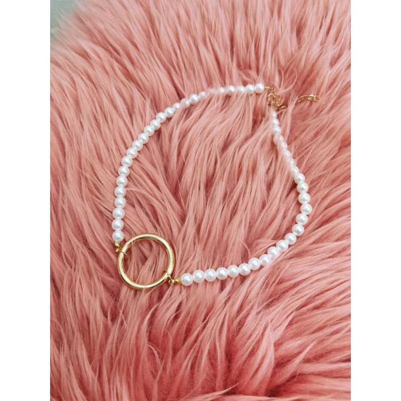 NASZYJNIK SZTUCZNE perły z kołem N709 - obrazek 2