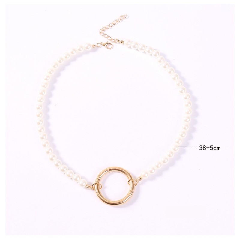 NASZYJNIK SZTUCZNE perły z kołem N709 - obrazek 4