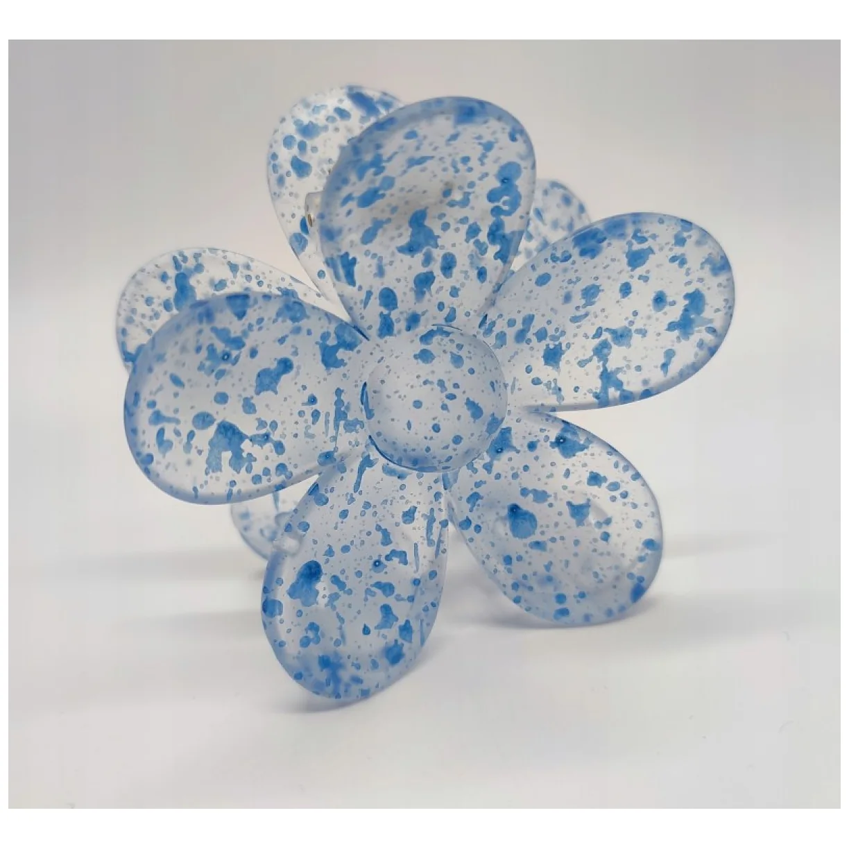 Spinka do włosów klamra XL niebieski kwiat plamki 7,5 x 7cm - obrazek 2