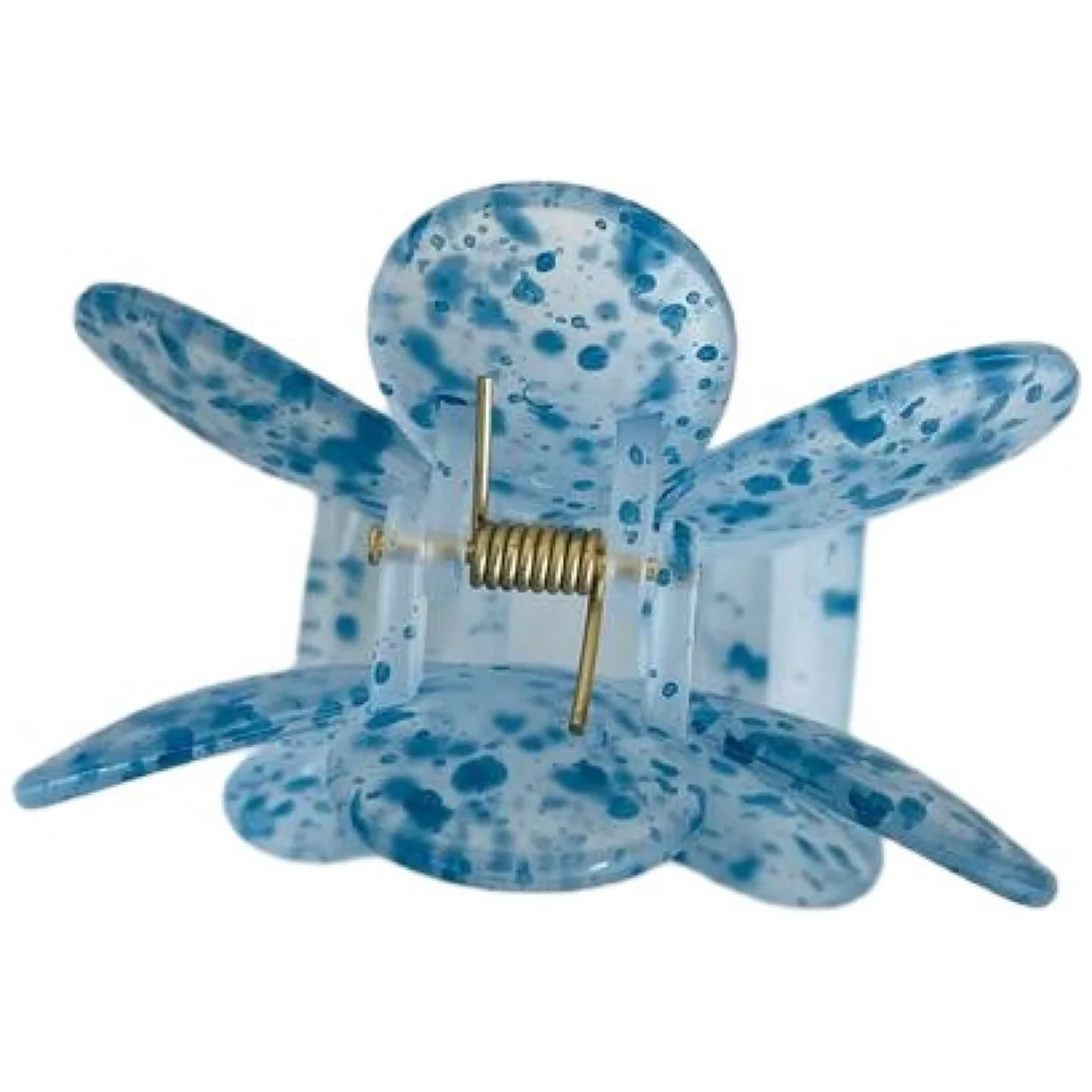 Spinka do włosów klamra XL niebieski kwiat plamki 7,5 x 7cm - obrazek 4