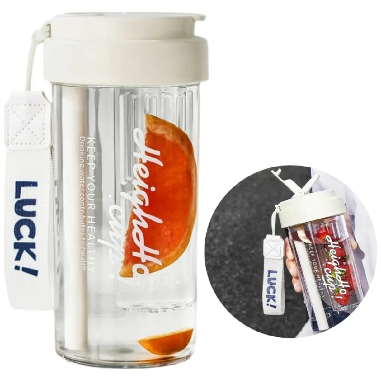 Butelka na wodę z koszyczkiem i słomką 600 ML Simple BD32B