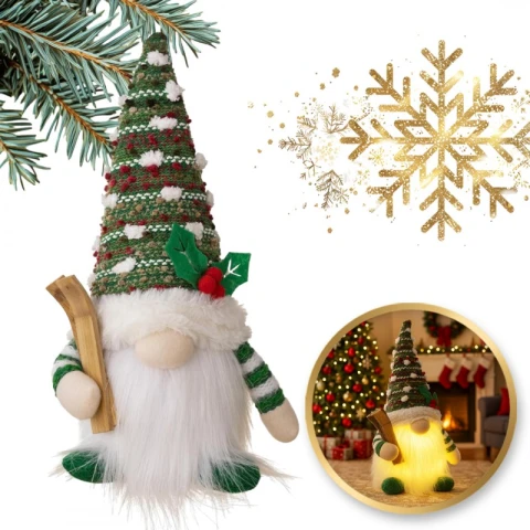 KRASNAL świąteczny świecący na baterie, lampka Z PLUSZU 14 x 28 cm, KSN208