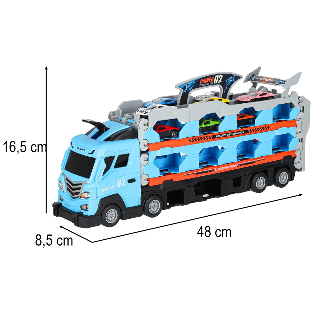 Tor wyścigowy laweta ciężarówka 210 cm 8 samochodów wyrzutnia - obrazek 10