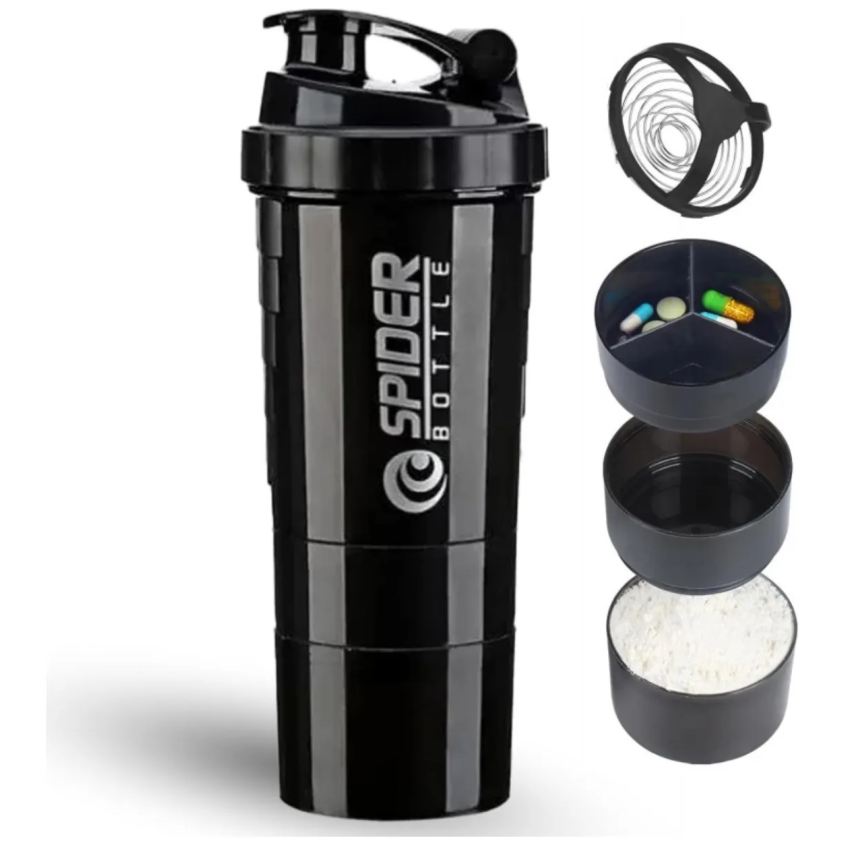 Shaker sportowy, bidon Twist Off do odżywki białkowej z sitkiem 500ML BD55CZ - obrazek 3