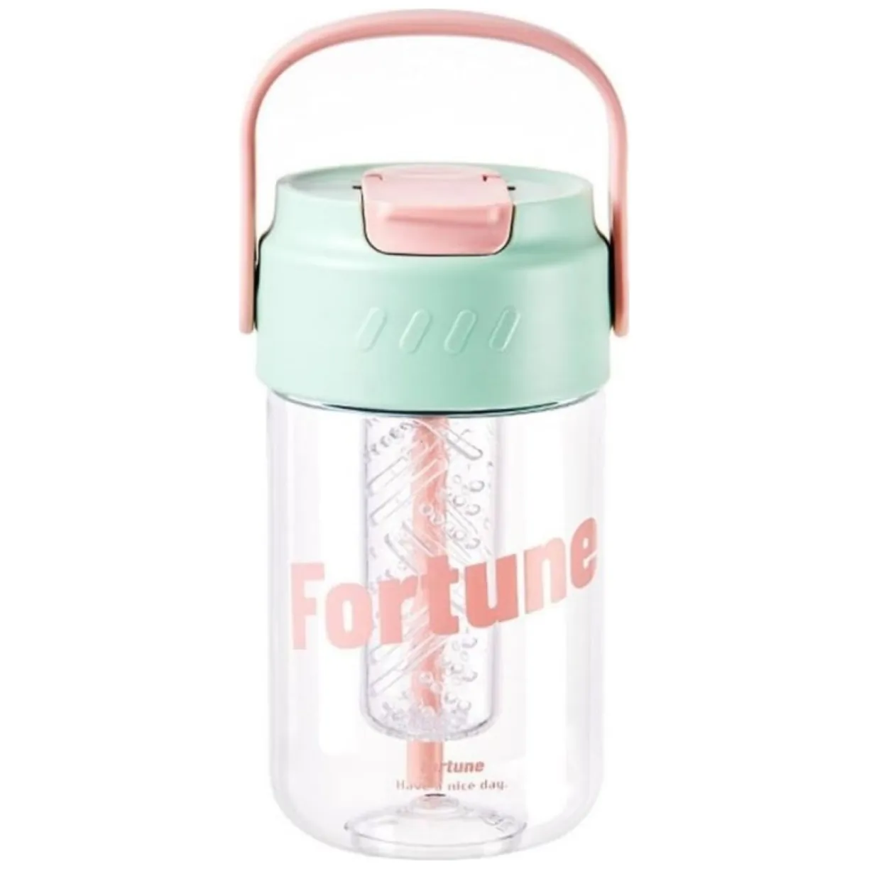 Butelka na wodę z koszyczkiem i słomką 600 ML Fortune BD22 - obrazek 2
