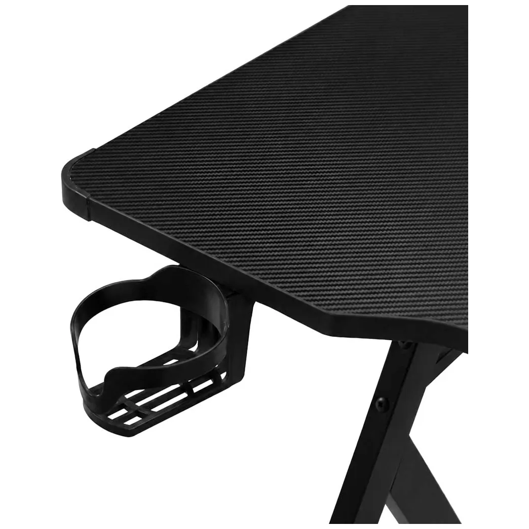 Biurko gamingowe z nadstawką LED RGB i uchwytami 120x60 cm - obrazek 7