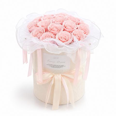 Flower box, bukiet zapachowych kwiatów mydlanych w pudełku, LED 18szt. BUK32