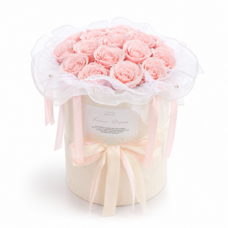 Flower box, bukiet zapachowych kwiatów mydlanych w pudełku, LED 18szt. BUK32