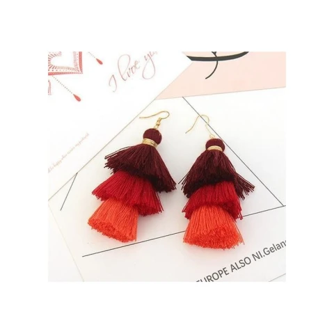 KOLCZYKI CHWOSTY CZERWONE K866CZE