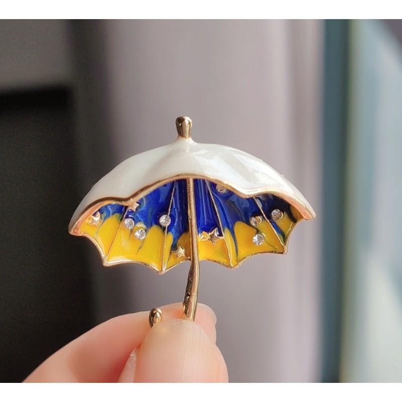 Broszka ozdobna kryształki PARASOL BZ160 - obrazek 2