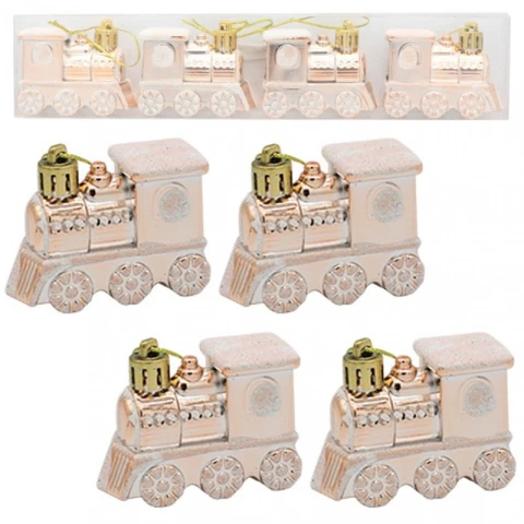 Komplet bombek lokomotywa 4 szt w opakowaniu, bombki na choinkę KSN97