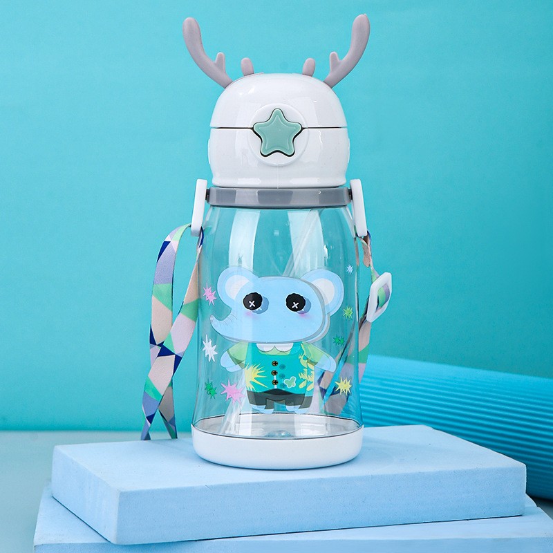 Butelka na wodę Bidon dziecięcy ze słomką 600 ML BD30B - obrazek 3