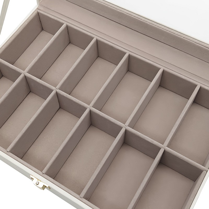 Szkatułka pudełko na zegarki na 12szt, biała ekoskóra 30 x 20 x 8cm PD154 - obrazek 8