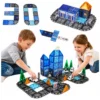 Klocki magnetyczne konstrukcyjne 3D policja radiowozy 91 elementów