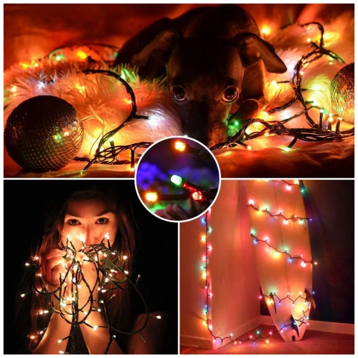 Światełka lampki wewnętrzne/zewnętrzne 100 LED Multikolor - obrazek 3