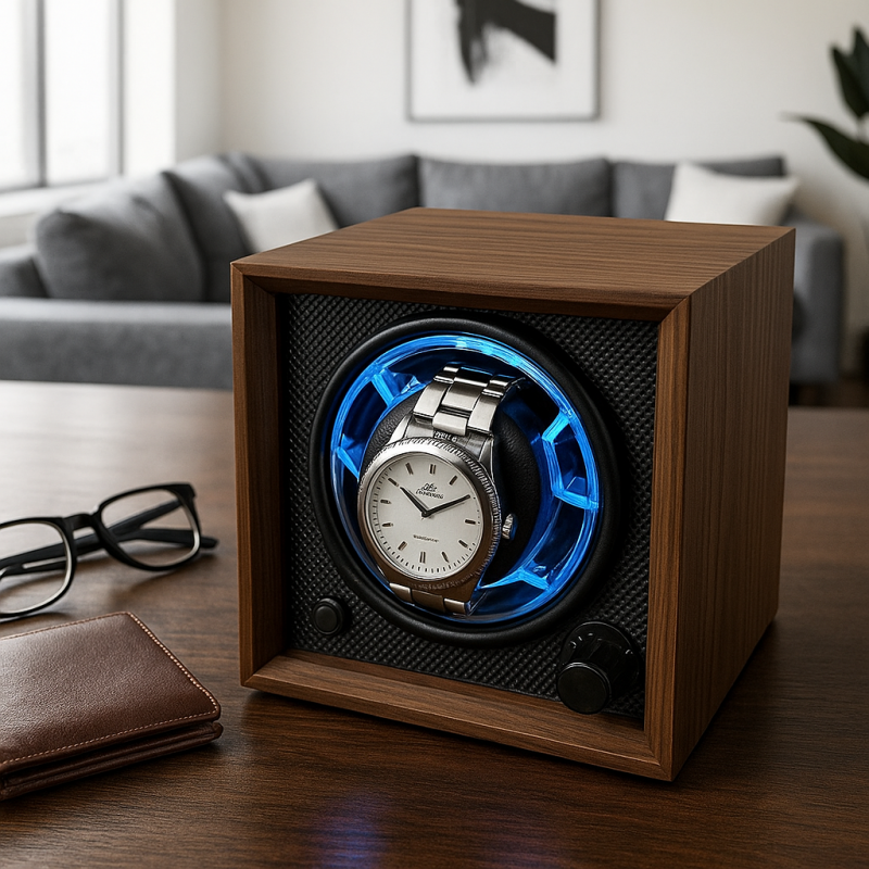 Rotomat szkatułka etui automatyczne na zegarek 1szt. drewno 14x12x12cm PD144 - obrazek 2