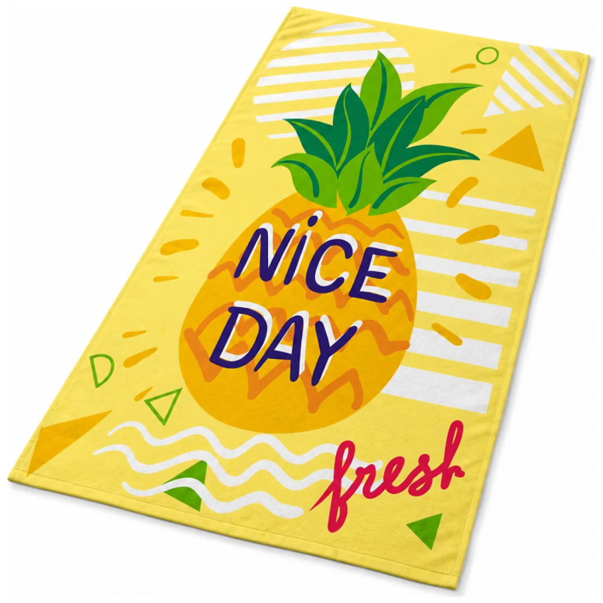 Ręcznik plażowy, na basen ANANAS, NICE DAY 150x70 żółty - obrazek 4