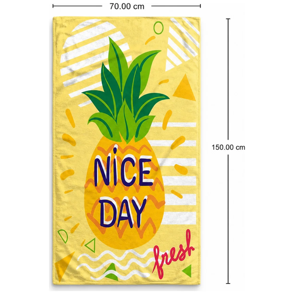 Ręcznik plażowy, na basen ANANAS, NICE DAY 150x70 żółty - obrazek 5