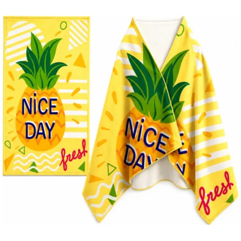 Ręcznik plażowy, na basen ANANAS, NICE DAY 150x70 żółty