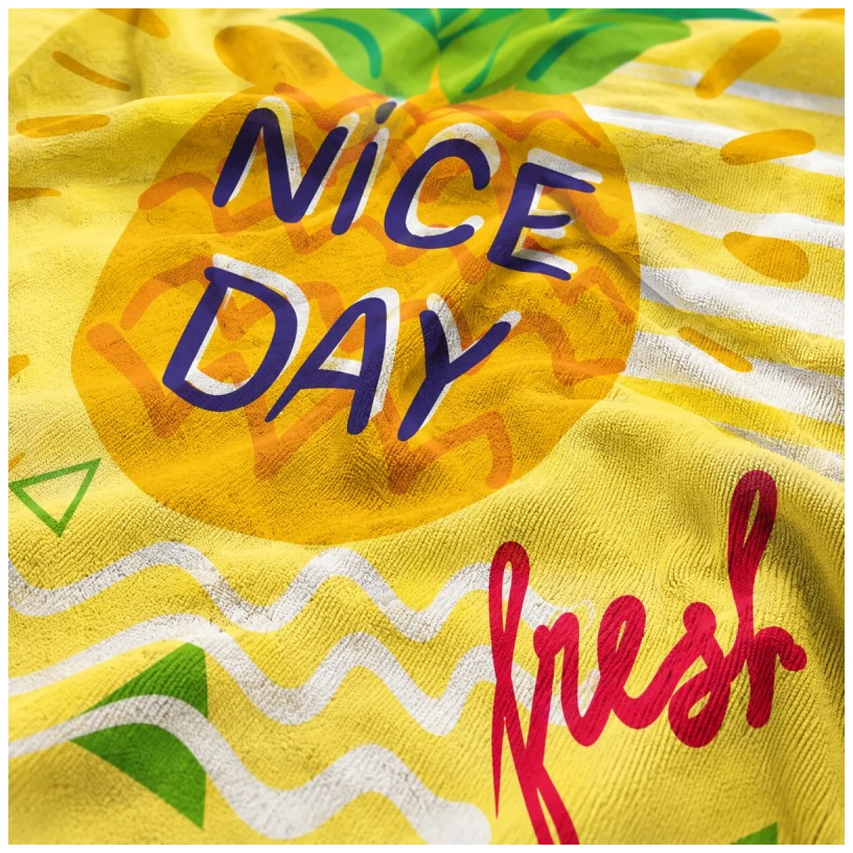 Ręcznik plażowy, na basen ANANAS, NICE DAY 150x70 żółty - obrazek 7