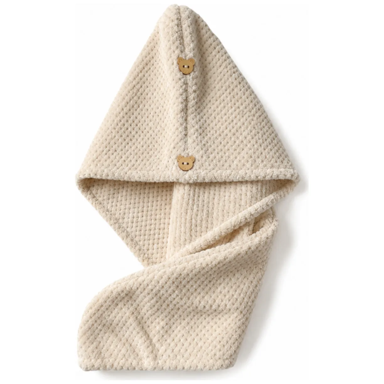Ręcznik turban do włosów mikrofibra beżowy - bardzo chłonny kapturek - obrazek 2