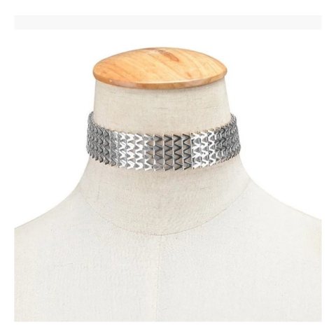 Naszyjnik kolia choker lśniący srebro N361S