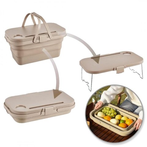 Uniwersalny składany kosz piknikowy 3w1, stolik, pojemnik KP03K