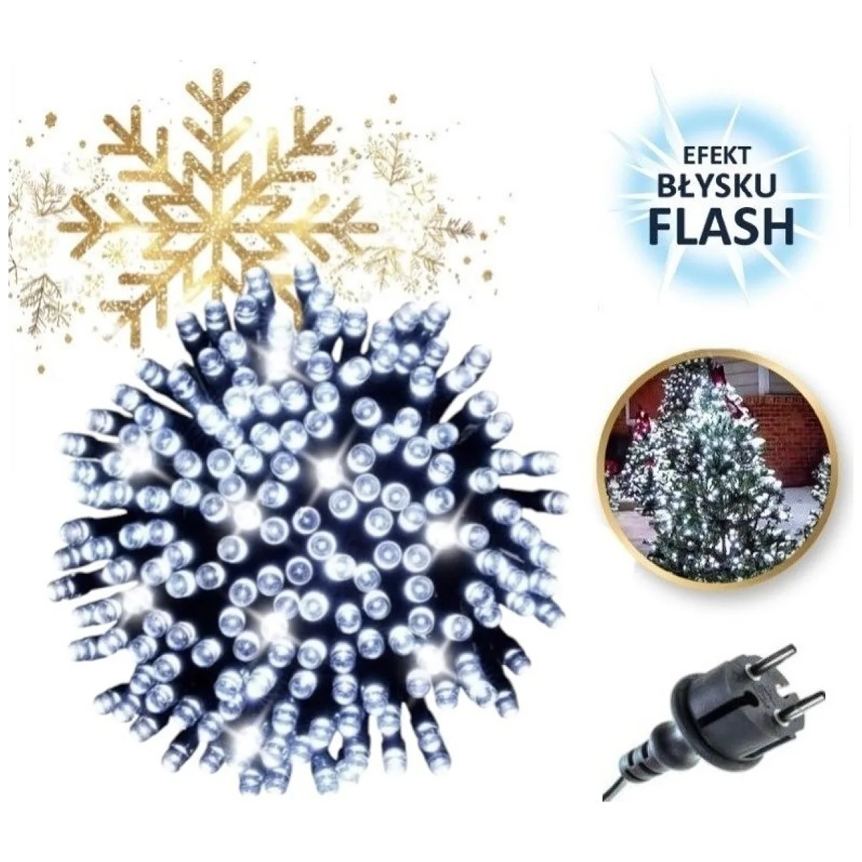 Światełka lampki 1000 LED Zimny Biały, Flash Biały