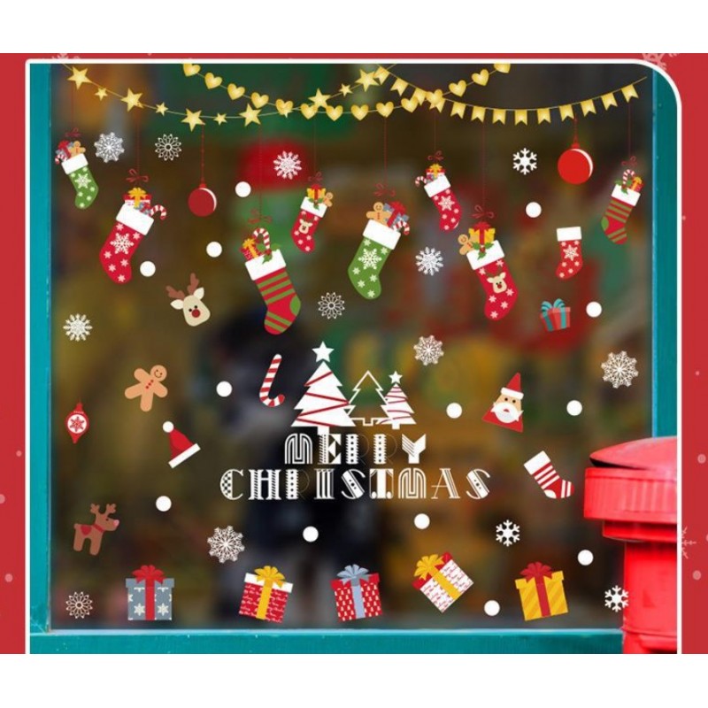 Świąteczne naklejki kolorowe na okno 2 Arkusze 30 x 90 cm NKD21 - obrazek 2