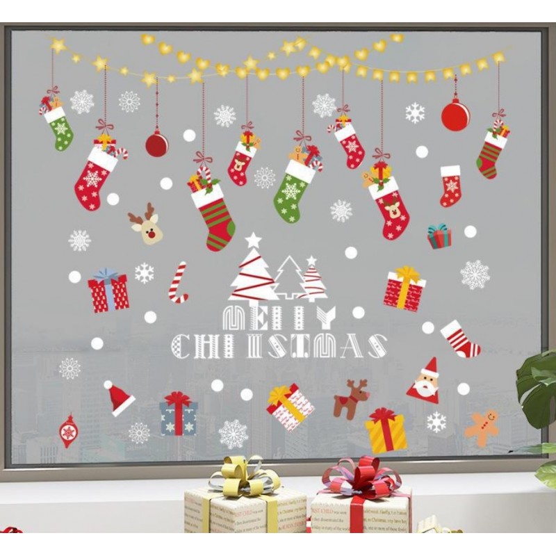 Świąteczne naklejki kolorowe na okno 2 Arkusze 30 x 90 cm NKD21 - obrazek 3