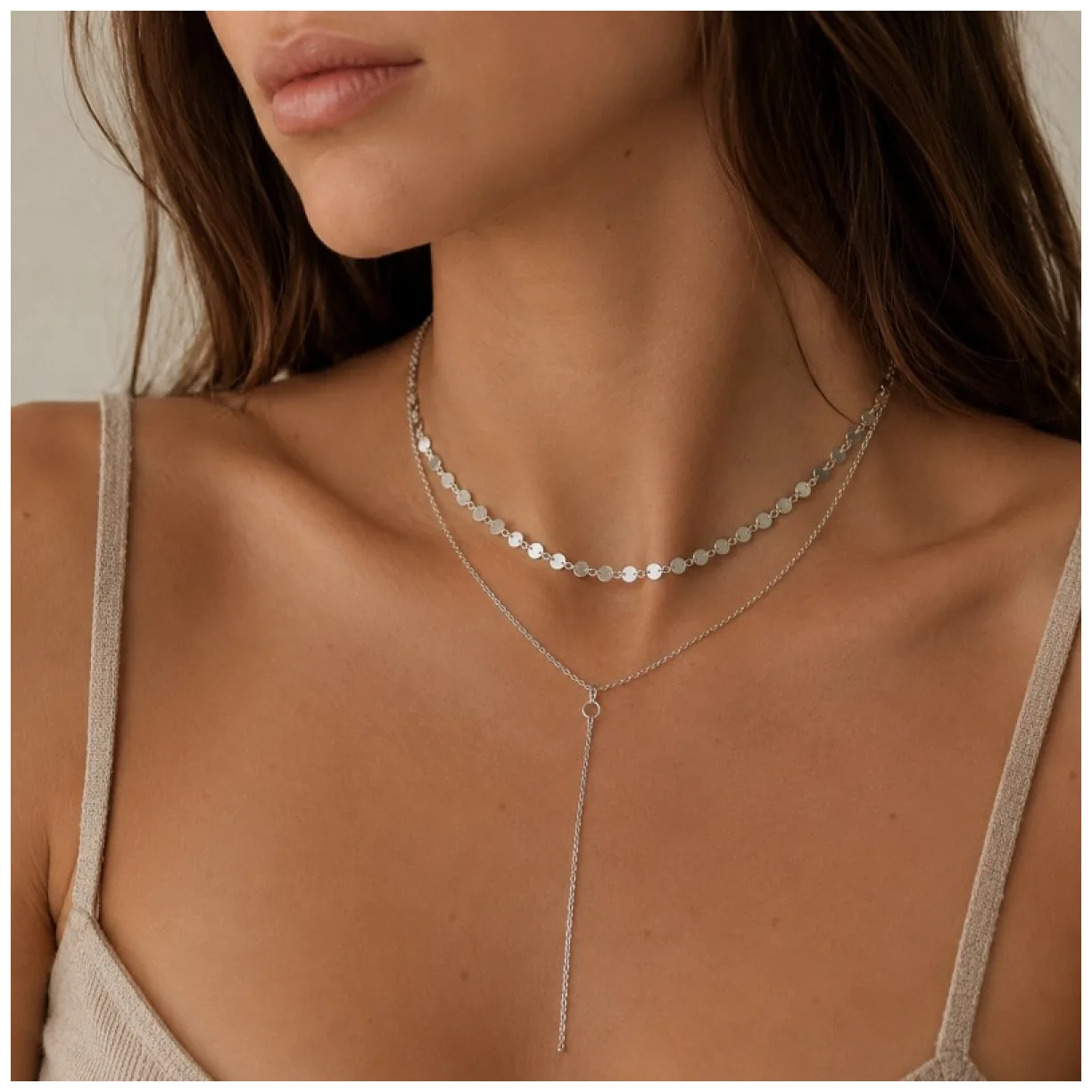 NASZYJNIK CHOKER wpadający Z DIAMENCIKIEM - obrazek 2