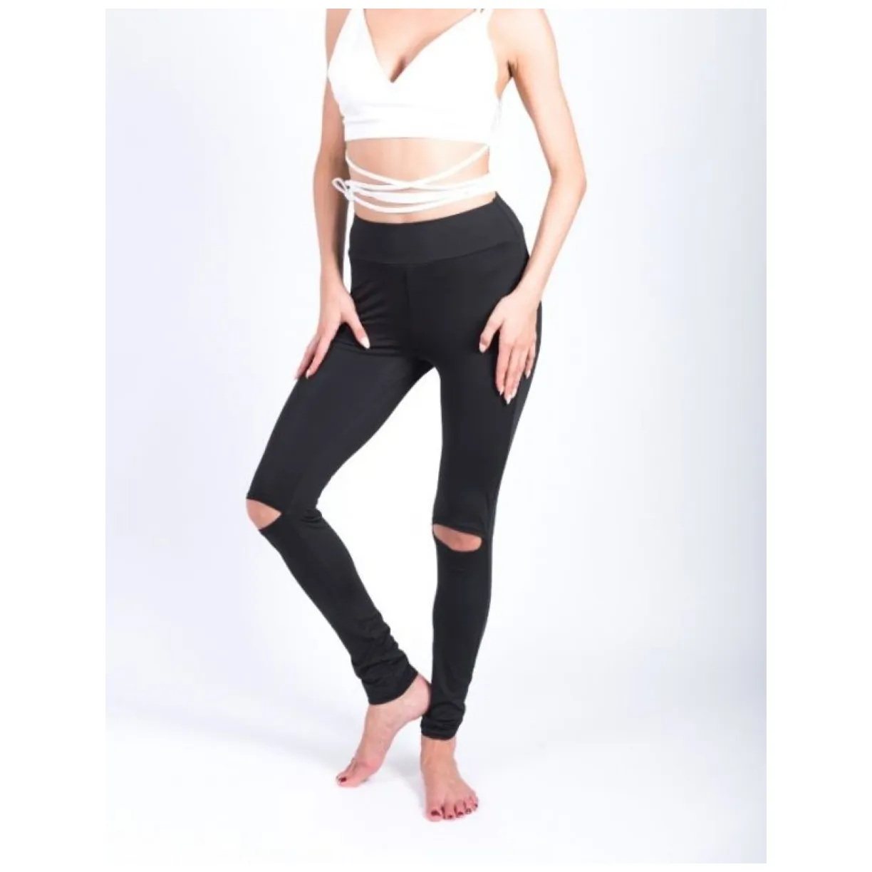 Sportowe Legginsy Fitness Trening Czarne S - obrazek 4