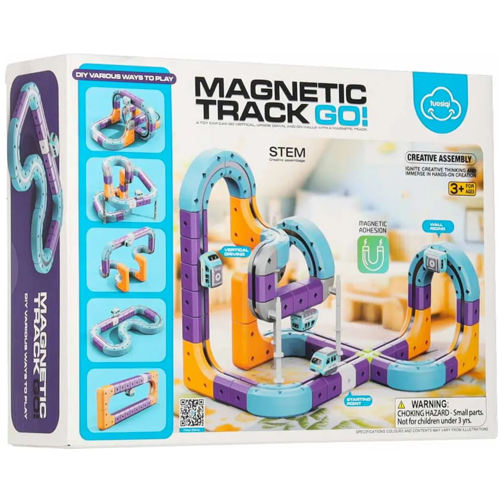 Klocki magnetyczne tor wyścigowy z autkiem 87 elementów STEM - obrazek 8